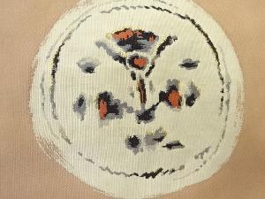 アンティーク　綴れ丸に花模様織出し名古屋帯